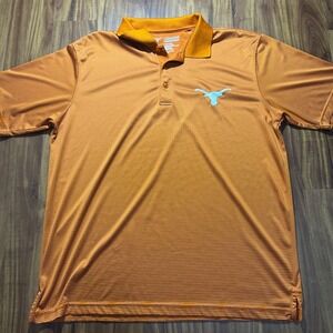 Texas Longhorns Striped Polo Shirt L Longhorn Apparel Mens Large Burnt Orange